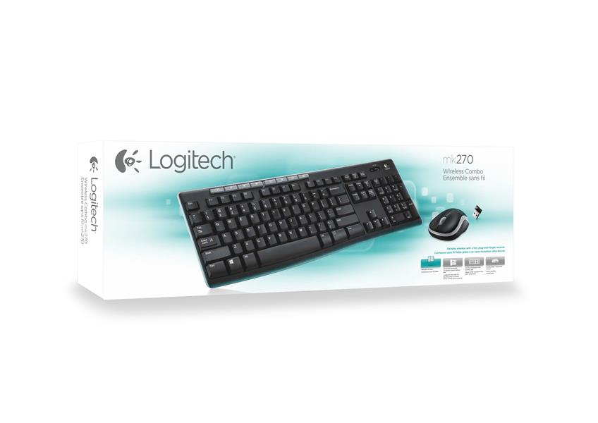 Logitech Wireless Combo MK270 toetsenbord USB QWERTY Engels Zwart