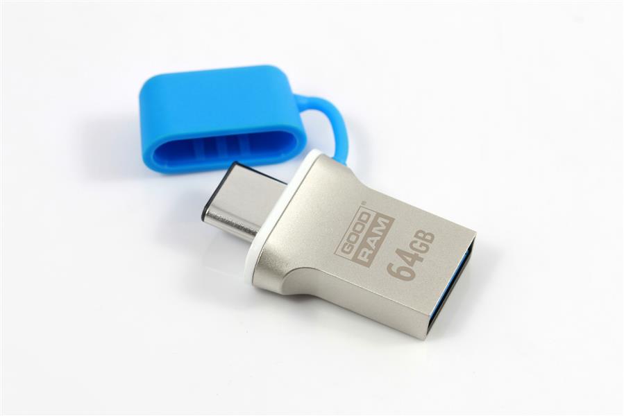 Goodram ODD3 USB flash drive 64 GB USB Type-A / USB Type-C 3.2 Gen 1 (3.1 Gen 1) Blauw, Zilver