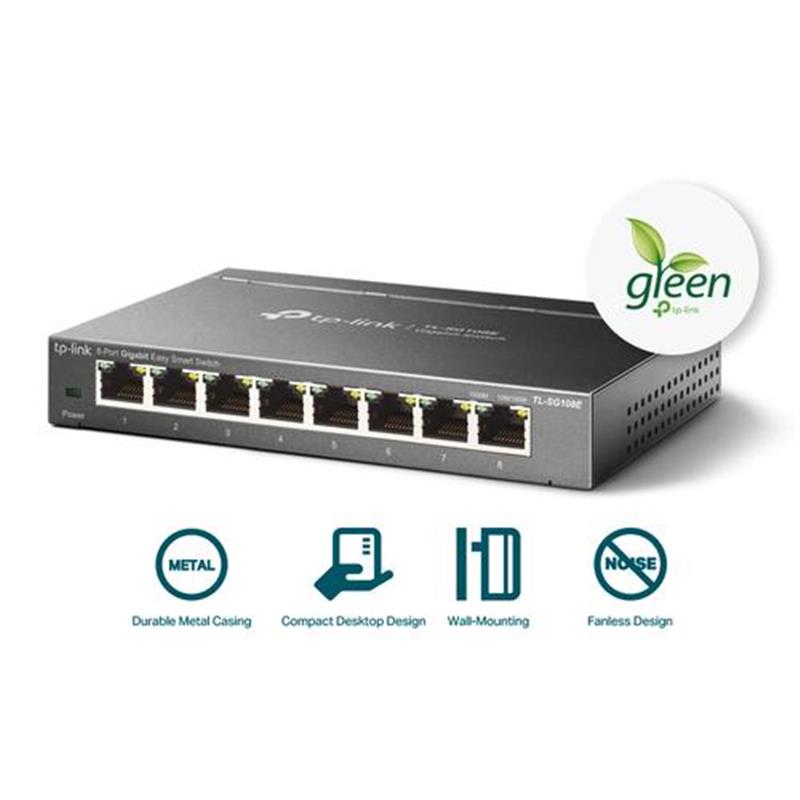 TP-LINK TL-SG108E netwerk-switch Unmanaged L2 Gigabit Ethernet (10/100/1000) Zwart