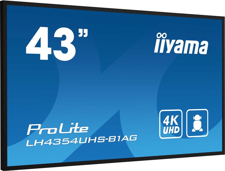 iiyama LH4354UHS-B1AG beeldkrant Digitale signage flatscreen 108 cm (42.5"") LCD Wifi 500 cd/m² 4K Ultra HD Zwart Type processor Android 11 24/7
