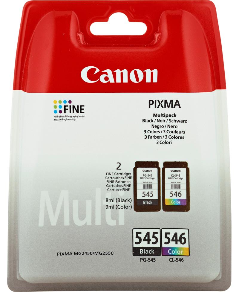 Canon PG-545/CL-546 Multipack Origineel Zwart, Cyaan, Magenta, Geel 2 stuk(s)
