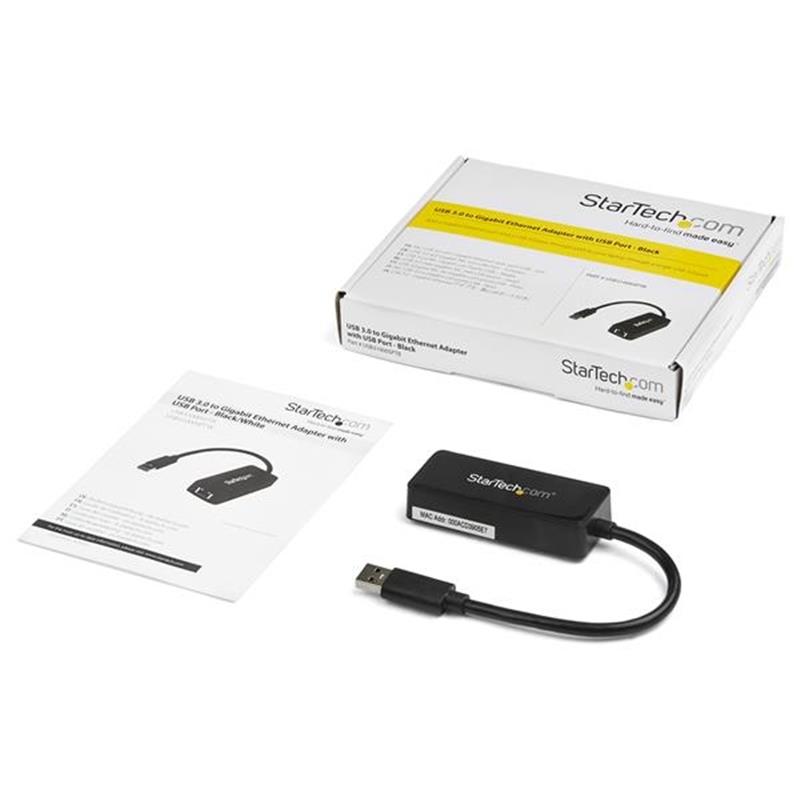 StarTech.com USB 3.0 naar gigabit Ethernet-adapter NIC met USB-poort zwart