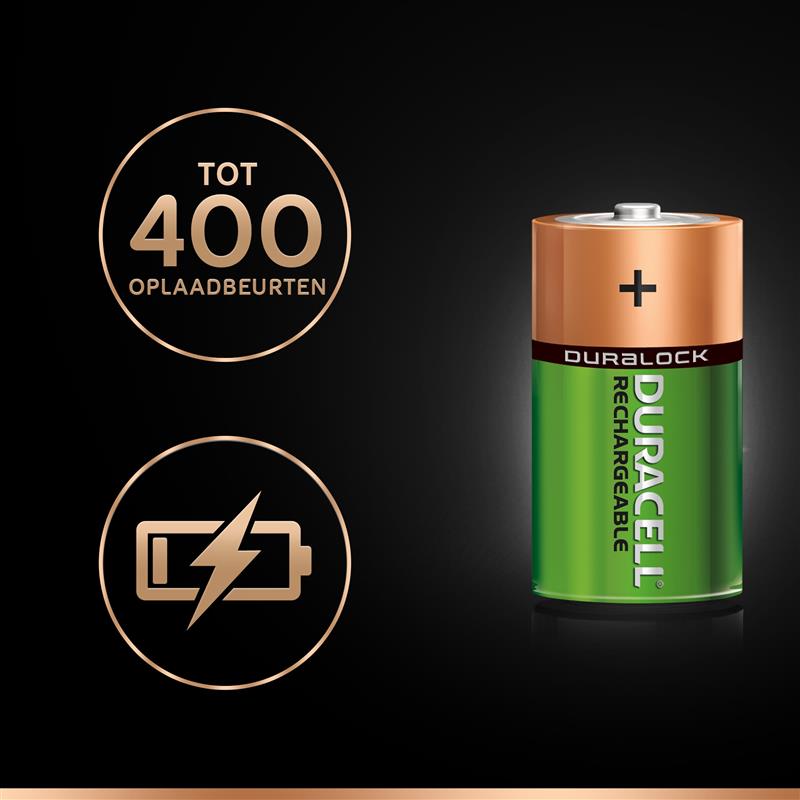 Duracell Recharge Ultra D-batterijen, verpakking van 2