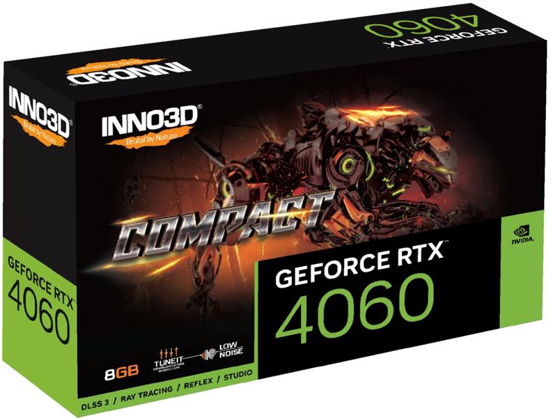 INNO3D GeForce RTX 4060 Compact 8GB GDDR6 128-bit 2460 17Gbps 3xDP HDMI