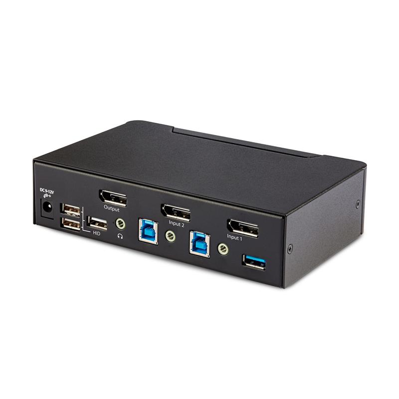 StarTech.com 2-Port DisplayPort KVM Switch, 8K 60Hz / 4K 144Hz, Single Display, DP 1.4, 2x USB 3.0 Ports, 4x USB 2.0 HID Ports, Drukknop & Hotkey Scha