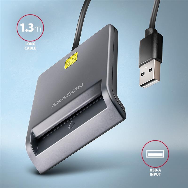 Axagon CRE-SM3T USB Smart card Flat smart card reader Binnen USB 2.0 Zwart