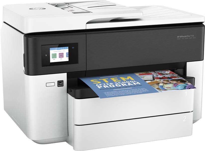 HP OfficeJet Pro 7730 breedformaat All-in-One printer, Printen, kopiëren, scannen, faxen, Invoer voor 35 vel; Printen via USB-poort aan voorzijde; Dub