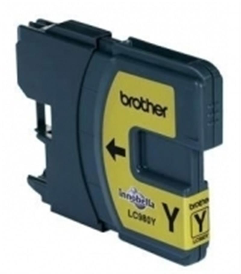Brother LC980Y Yellow Inkjet Cartridge inktcartridge Origineel Geel