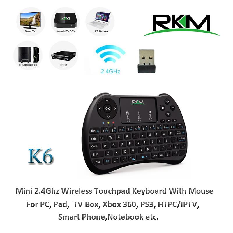 Rikomagic K6 2 4G wireless mini keyboard with Touchpad Li-ion accu 140*90*17 mm ***