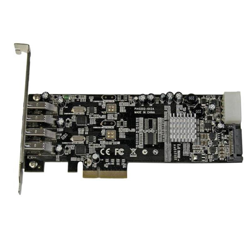 StarTech.com 4-poorts PCI Express (PCIe) SuperSpeed USB 3.0 kaartadapter met 2 speciale 5 Gbps kanalen UASP SATA/LP4-voeding