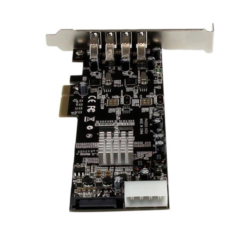 StarTech.com 4-poorts PCI Express (PCIe) SuperSpeed USB 3.0 kaartadapter met 2 speciale 5 Gbps kanalen UASP SATA/LP4-voeding