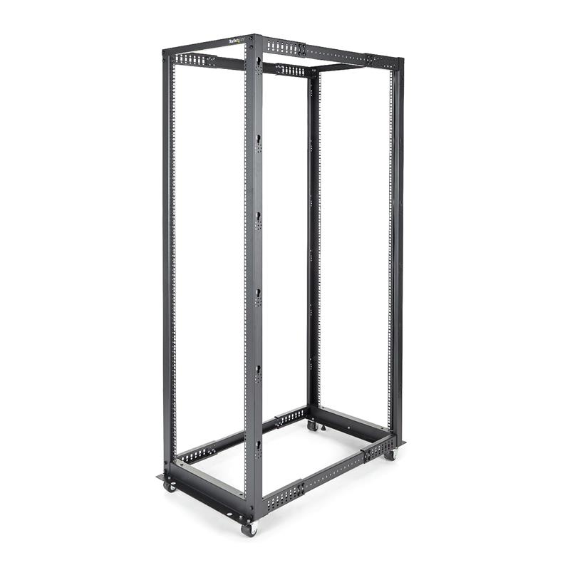 StarTech.com 42U open-frame server rack kast met 4 stijlen met instelbare diepte - plat verpakt met zwenkwielen, waterpas gesteld en kabelhaken