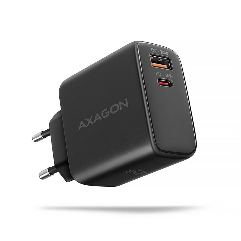 Axagon ACU-PQ45 QC 3.0, 4.0/AFC/FCP/PPS/PD, 45W, schwarz - Netzladegerät mit USB-A und USB-C Schnittstelle Mobiele telefoon, Smartphone, Smartwatch, T