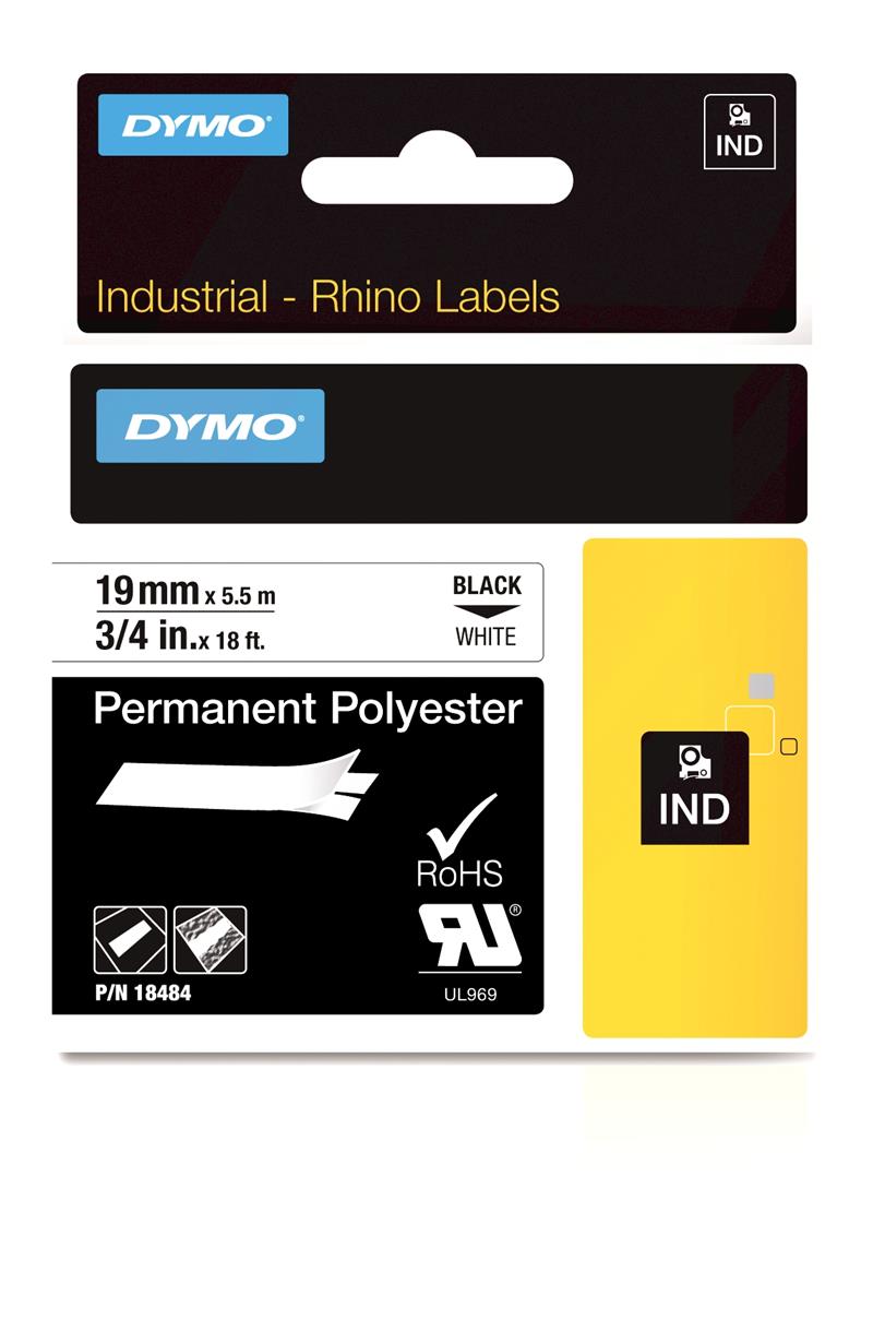 DYMO 18484 labelprinter-tape Zwart op wit