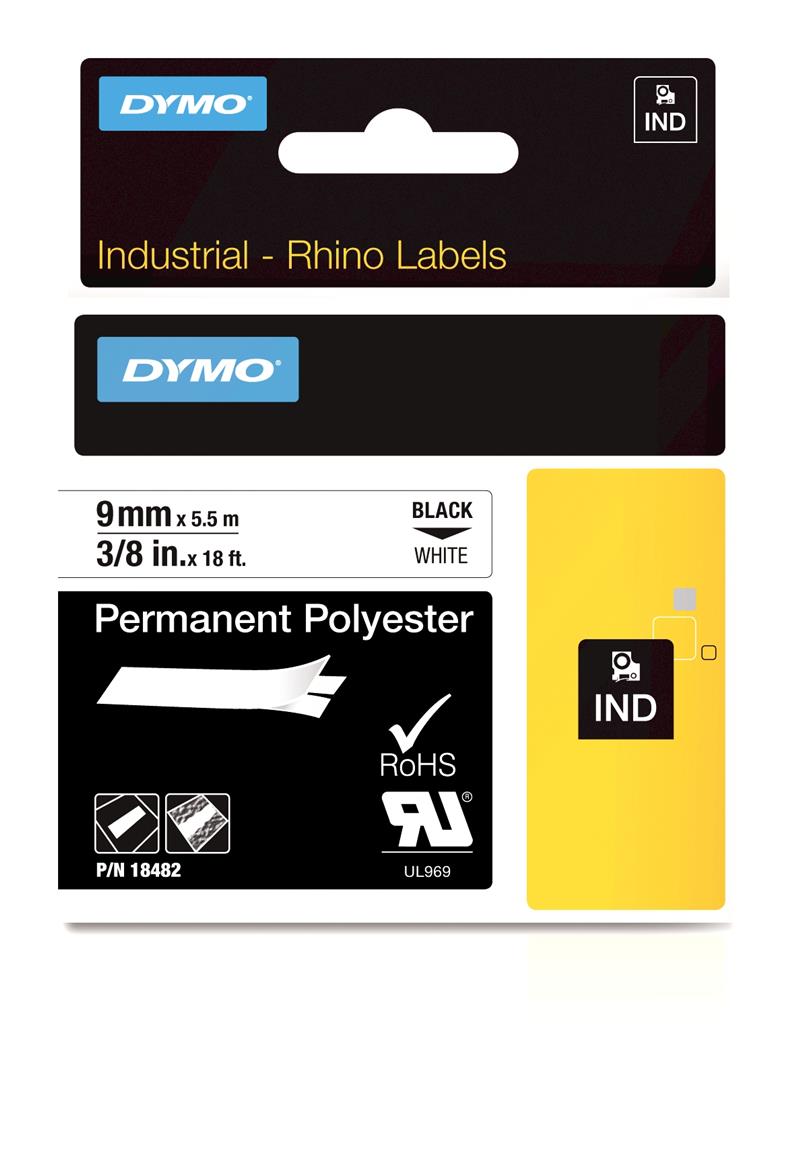 DYMO 18482 labelprinter-tape Zwart op wit