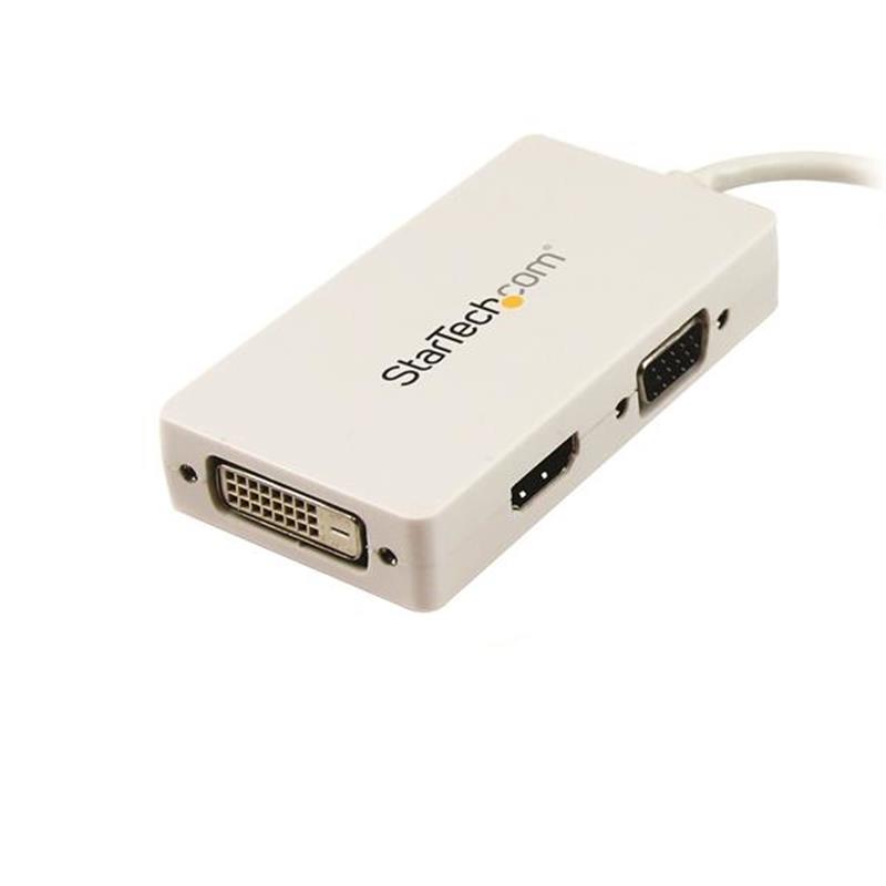 StarTech.com A/V-reisadapter: 3-in-1 Mini DisplayPort naar VGA DVI- of HDMI-converter wit