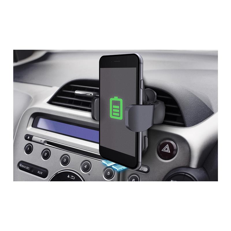 InLine Car Smartphone Holder electric with suction cup and mounting for ventilation slot universal extendable Wireless Charger
