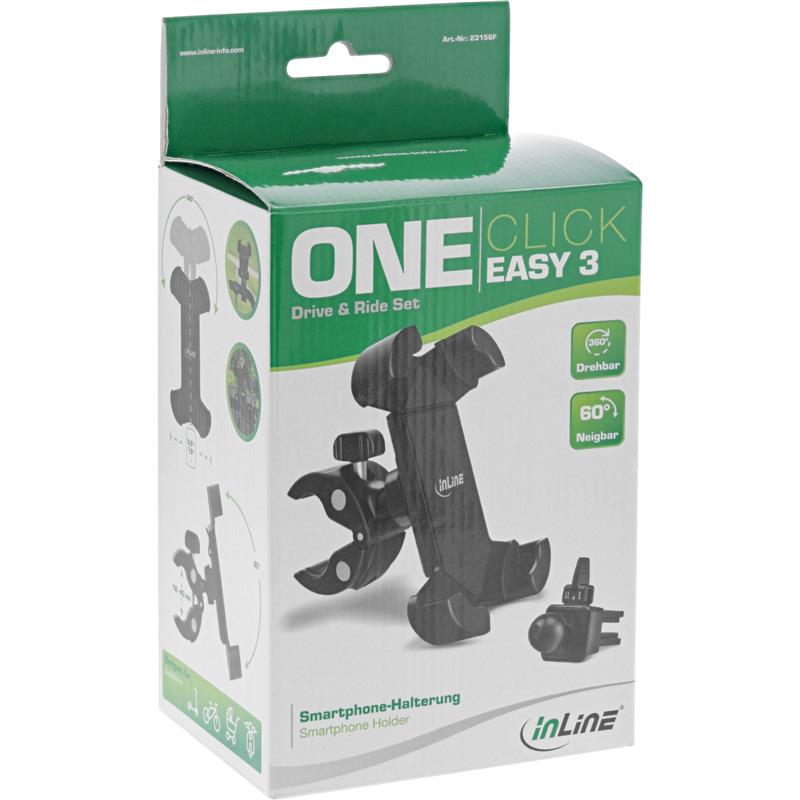 InLine One Click Easy 3 Drive Ride Set with universal clamp and ventilation grille clip