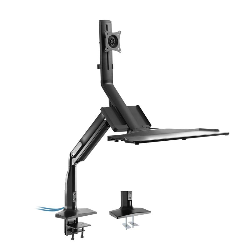 InLine Workstation desk mount with lift and USB 3 0 movable for keyboard mouse and monitor up to 81cm 32 max 9kg