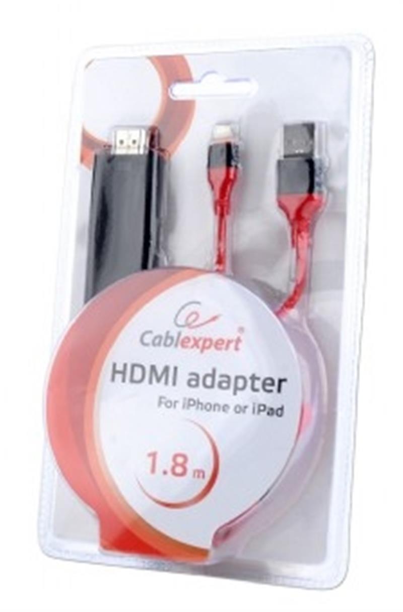 Gembird MHL -> HDMI 8-pin - HDTV adapter voor Apple devices 1 8m *HDMIM *USBAM *LIGHTNINGM
