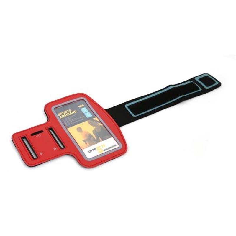 Platinet POSR mobiele telefoon behuizingen 12,7 cm (5"") Armband doos Zwart, Rood, Transparant