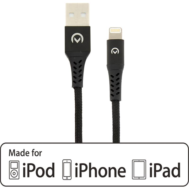 Mobilize Strong Nylon Cable USB to Apple MFi Lightning 1m Black