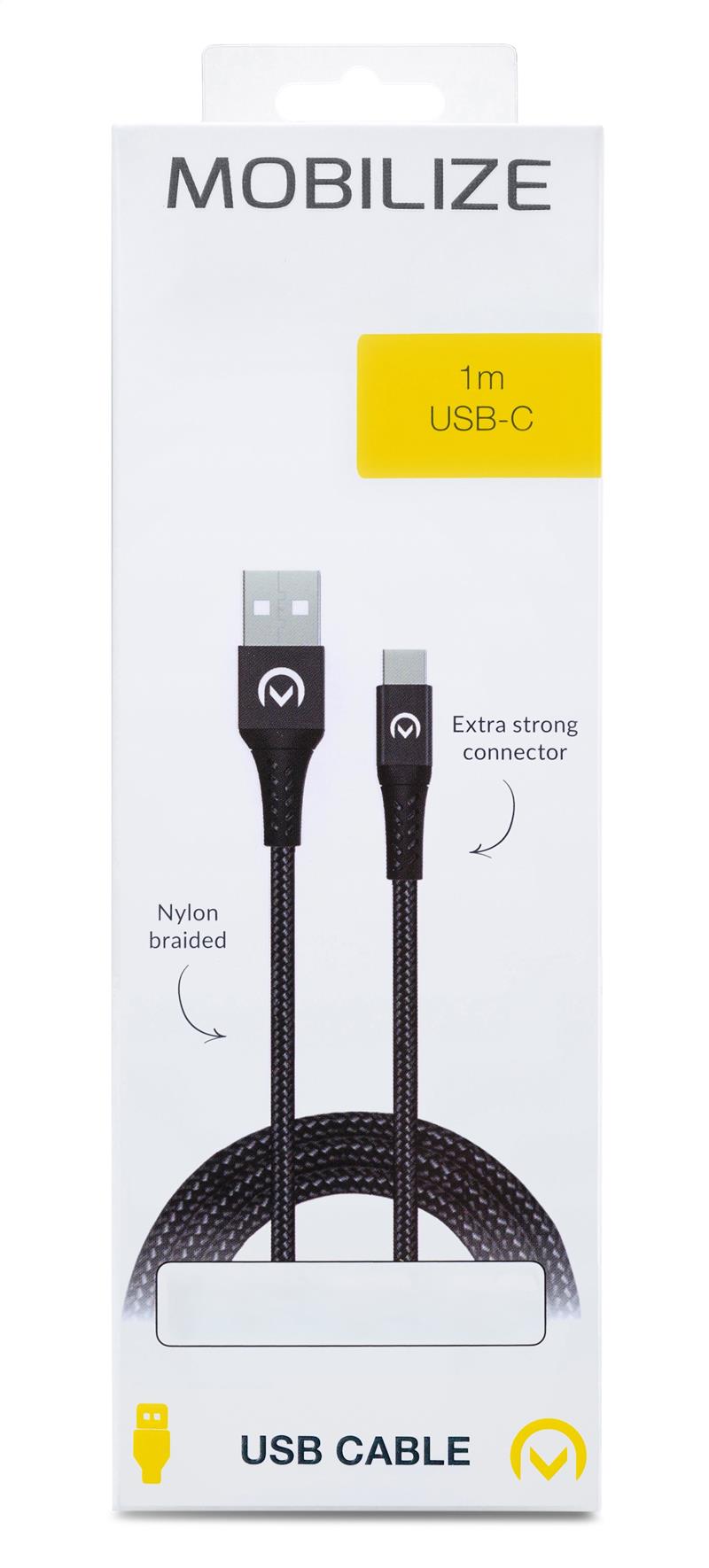 Mobilize Strong Nylon Cable USB to USB-C 1m 15W Black