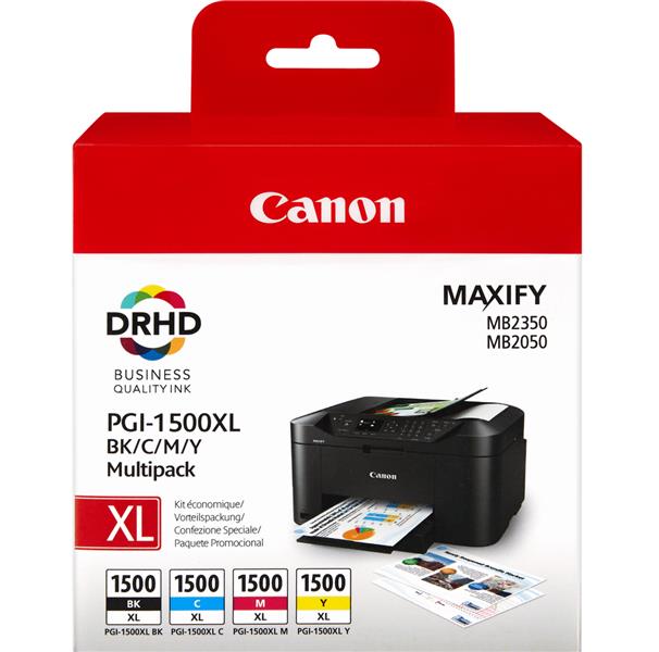 Canon PGI-1500XL C/M/Y/BK Origineel Zwart, Cyaan, Magenta, Geel Multipack