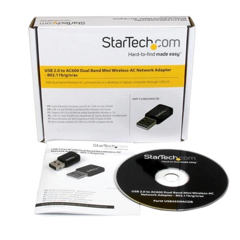 StarTech.com USB 2.0 AC600 mini-dubbelband draadloze-AC netwerkadapter 1T1R 802.11ac wifi-adapter