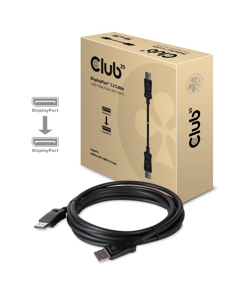 CLUB3D Displayport 1.2 Cable M/M 3Meter 4K60Hz 21.6Gbps