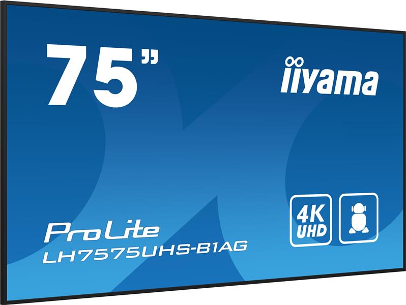 iiyama ProLite Digitale signage flatscreen 190,5 cm (75"") LCD Wifi 500 cd/m² 4K Ultra HD Zwart Type processor Android 11 24/7