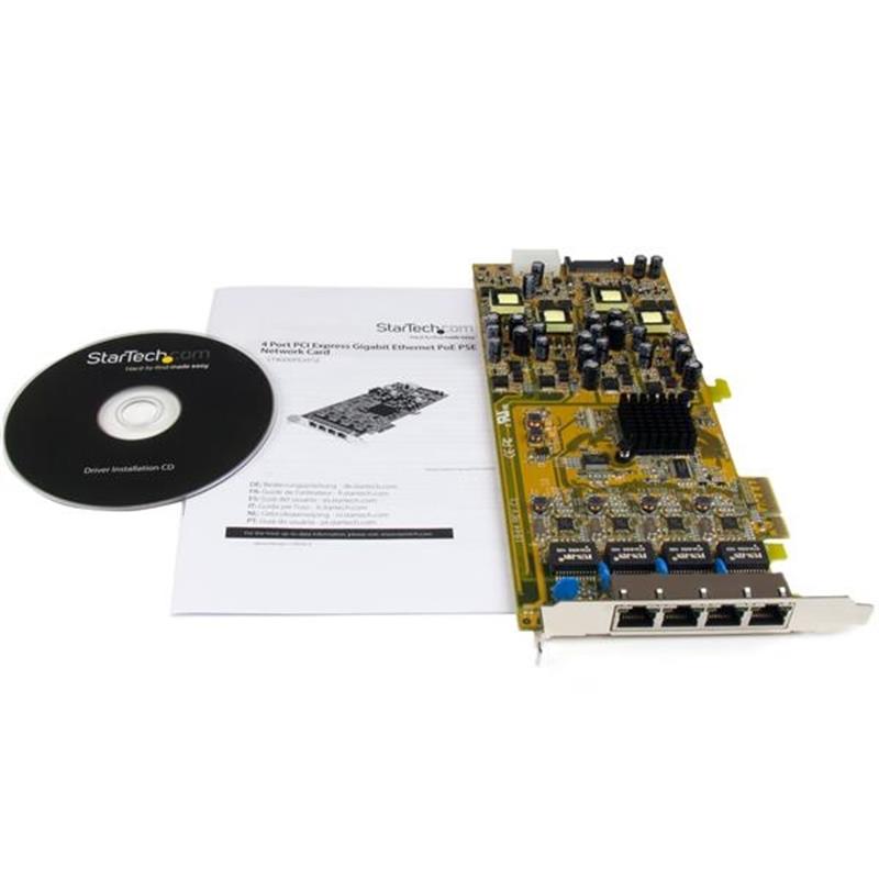 StarTech.com 4-poorts gigabit Power over Ethernet PCIe-netwerkkaart PSE / PoE PCI Express NIC