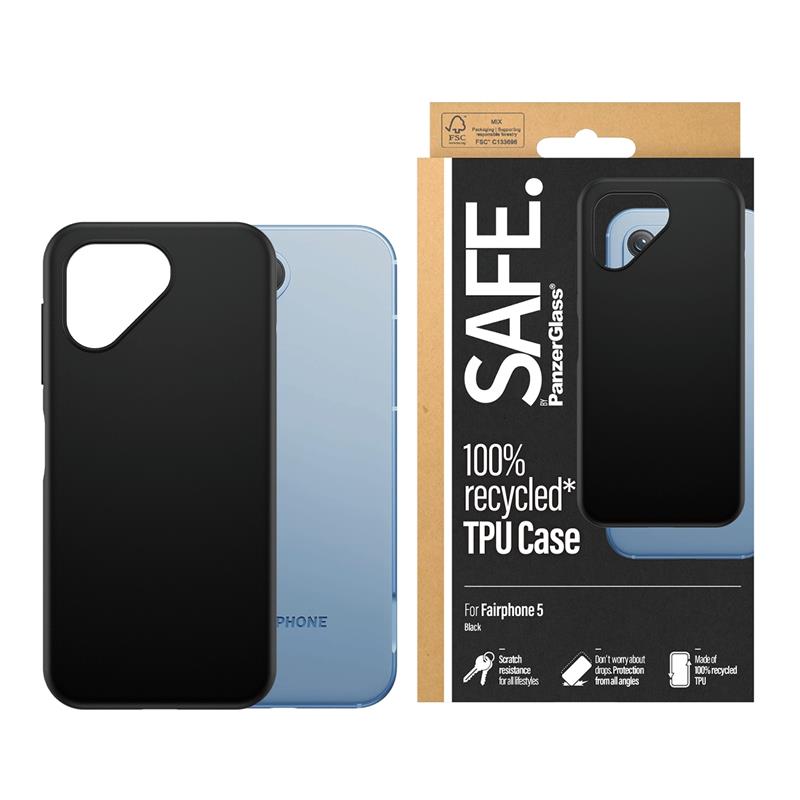 PanzerGlass SAFE by PG Fairphone 5 TPU Case Black mobiele telefoon behuizingen Hoes Transparant