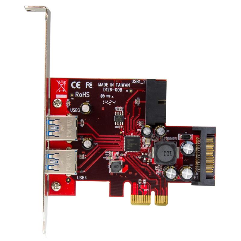 StarTech.com 4-poorts PCI Express USB 3.0 kaart 2 extern, 2 intern SATA-voeding