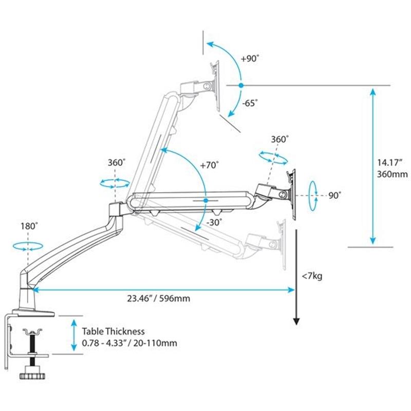 StarTech.com Monitor arm One touch verstelbare hoogte slank