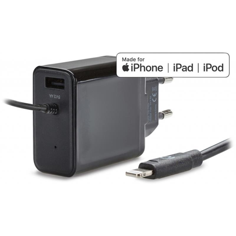 Mobilize Wall Charger USB Apple MFi Lightning 24W 1m Black