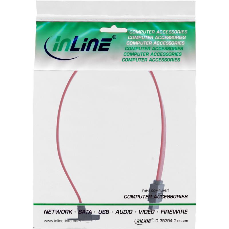 InLine SATA 6Gb s kabel met vergrendeling haaks 0 3m