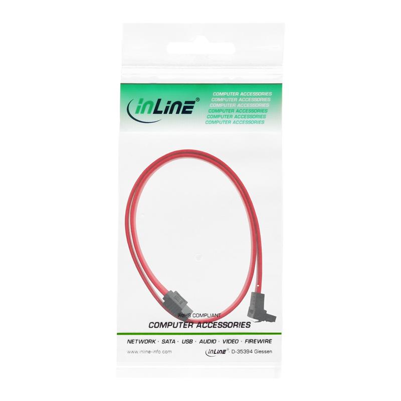 InLine SATA kabel met vergrendeling één zijde 90° haaks 0 5m