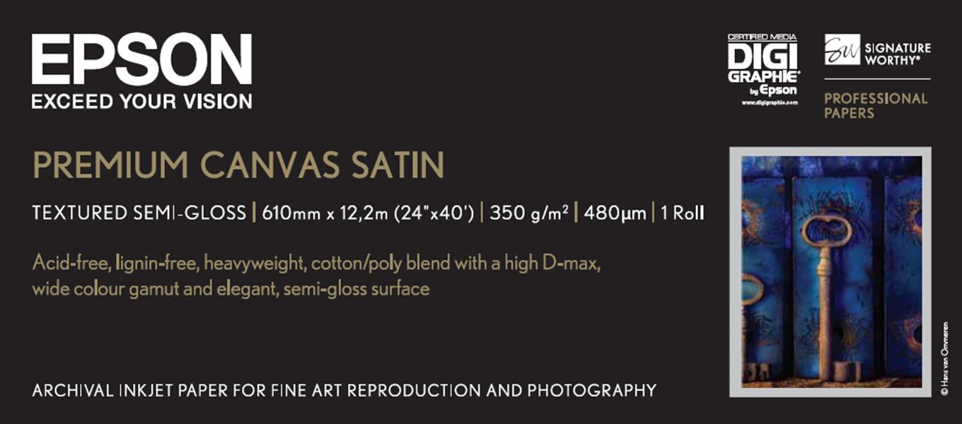 Epson Premium Canvas Satin, 24"" x 12,2 m, 350g/m²