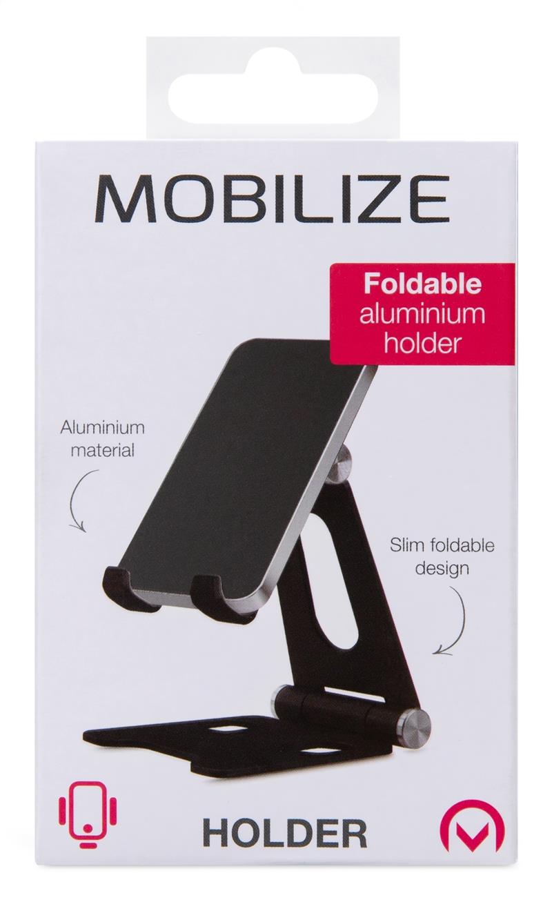 Mobilize Foldable Aluminium Phone Holder Black