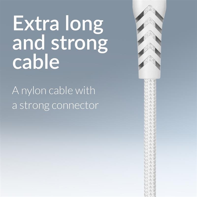 Mobilize Strong Nylon Cable USB-C to USB-C 1m 100W White