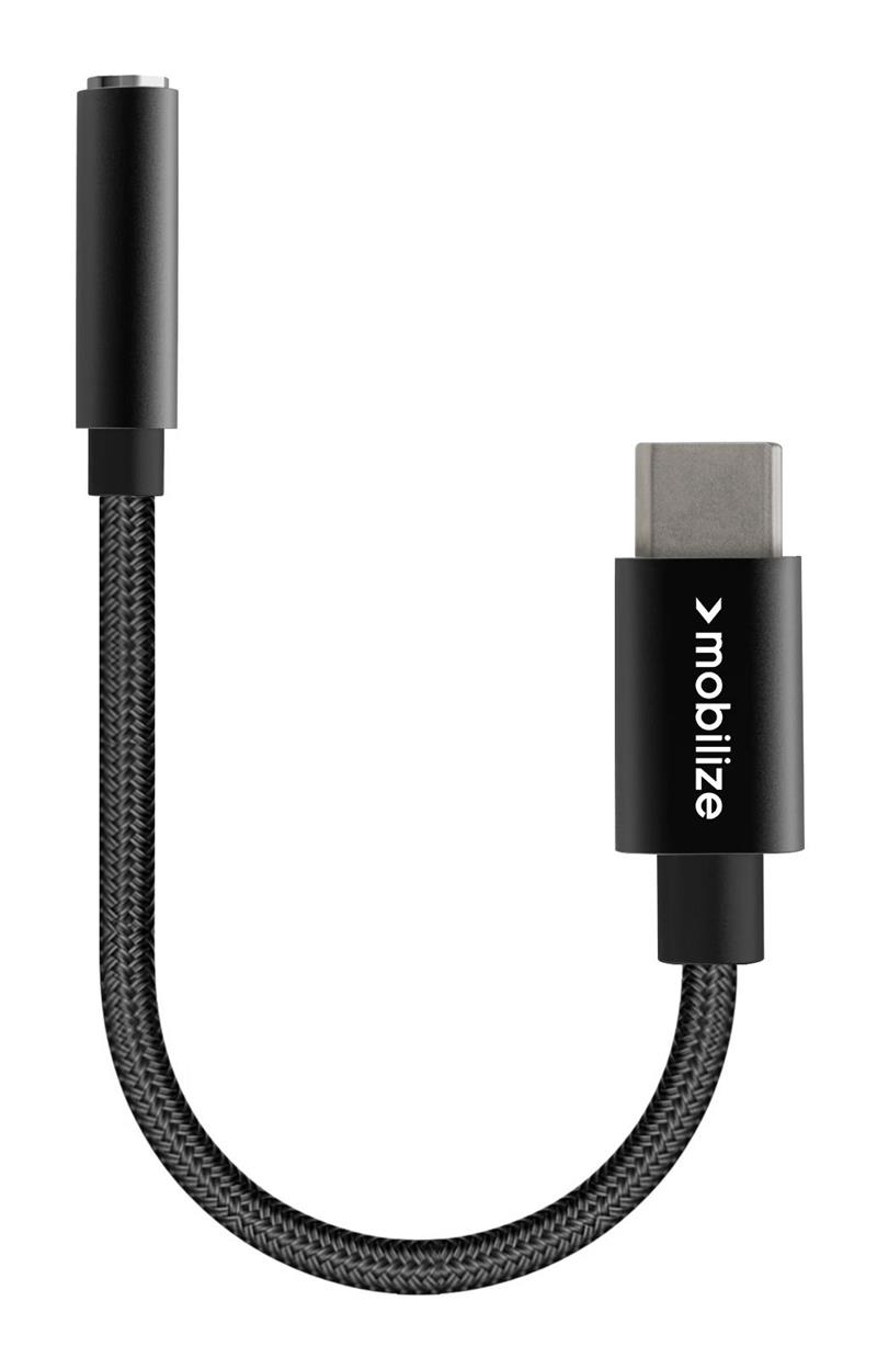 Mobilize Strong Nylon Audio Adapter USB-C to 3 5mm 15cm Black