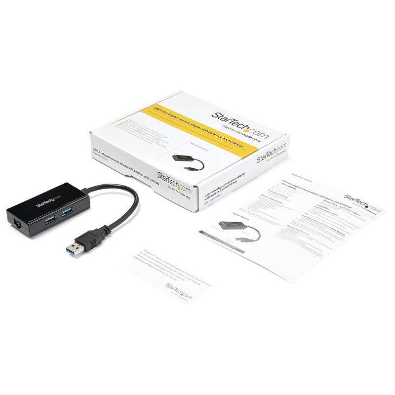 StarTech.com USB 3.0 naar gigabit ethernet netwerk adapter met ingebouwde 2-poorts USB hub