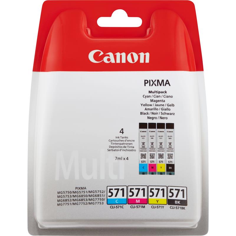 Canon CLI-571 Multipack Origineel Zwart, Cyaan, Magenta, Geel 4 stuk(s)