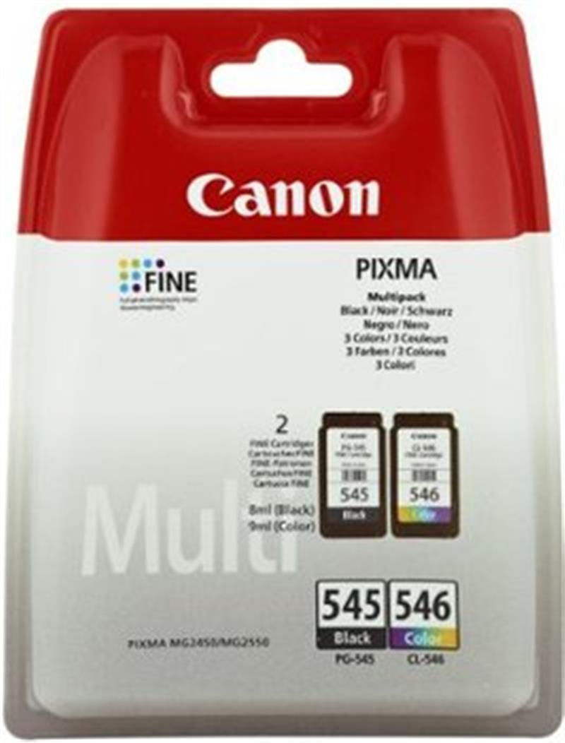 Canon PG-545XL/CL546XL Origineel Zwart, Cyaan, Geel, Magenta Multipack 2 stuk(s)