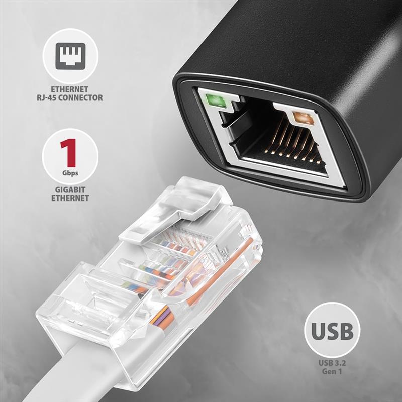 Axagon ADE-AR USB-A 3.2 Gen 1 - Gigabit Ethernet 10/100/1000 Adapter - Adapter - Digital/Daten 1000 Mbit/s