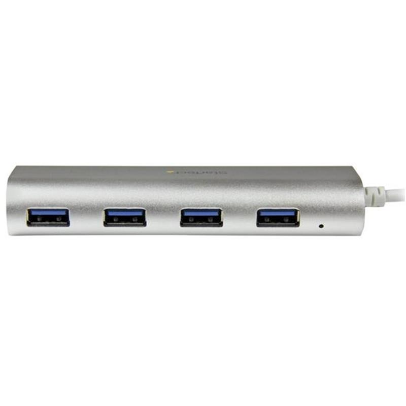 StarTech.com 4 Poorts draagbare compacte USB 3.0 hub met geïntegreerde kabel aluminium