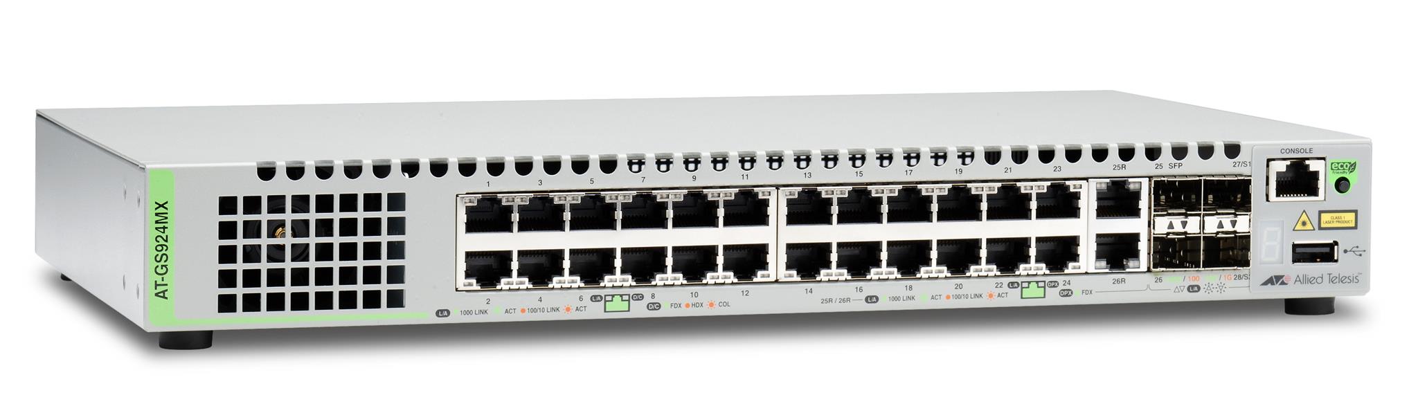Allied Telesis AT-GS924MX-50 Managed L2 Gigabit Ethernet (10/100/1000) Grijs