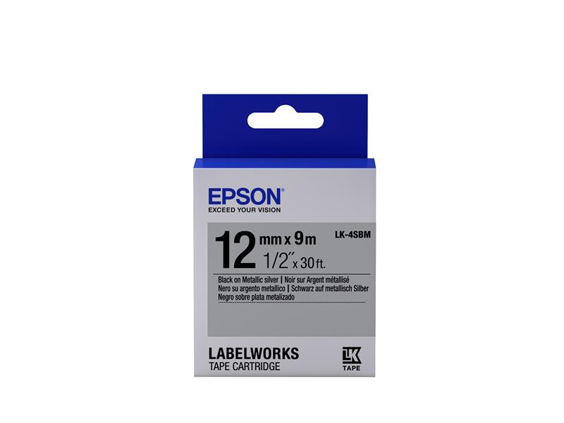 Epson Metallic Tape - LK-4SBM Metallic Blk/Siv 12/9