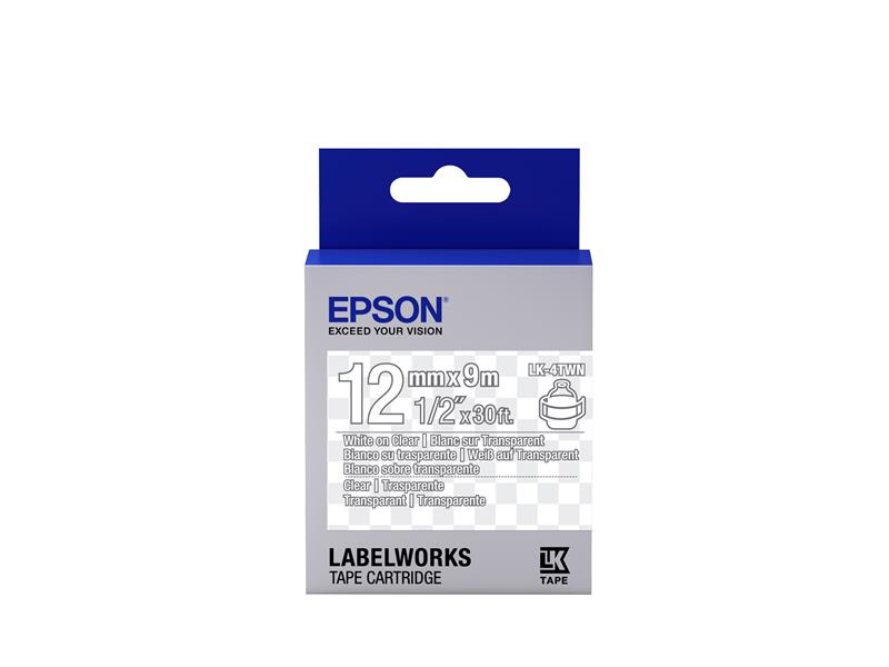 Epson Transparent Tape - LK-4TWN Clear White/Clear 12/9